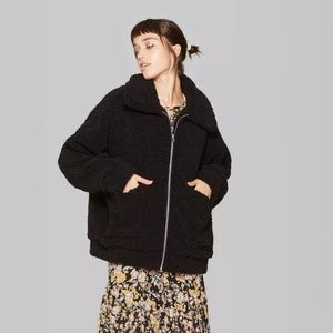 Women's Oversized Zip Up Teddy Sherpa Jacket XS/S